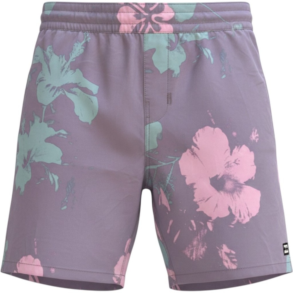 Billabong Sundays Layback Board Shorts Mens S Purple Floral Skull Swim Trunks